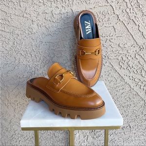 ‼️‼️Zara Tan leather Loafers‼️‼️‼️